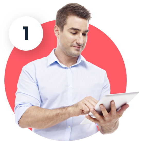 marketing man looking at tablet